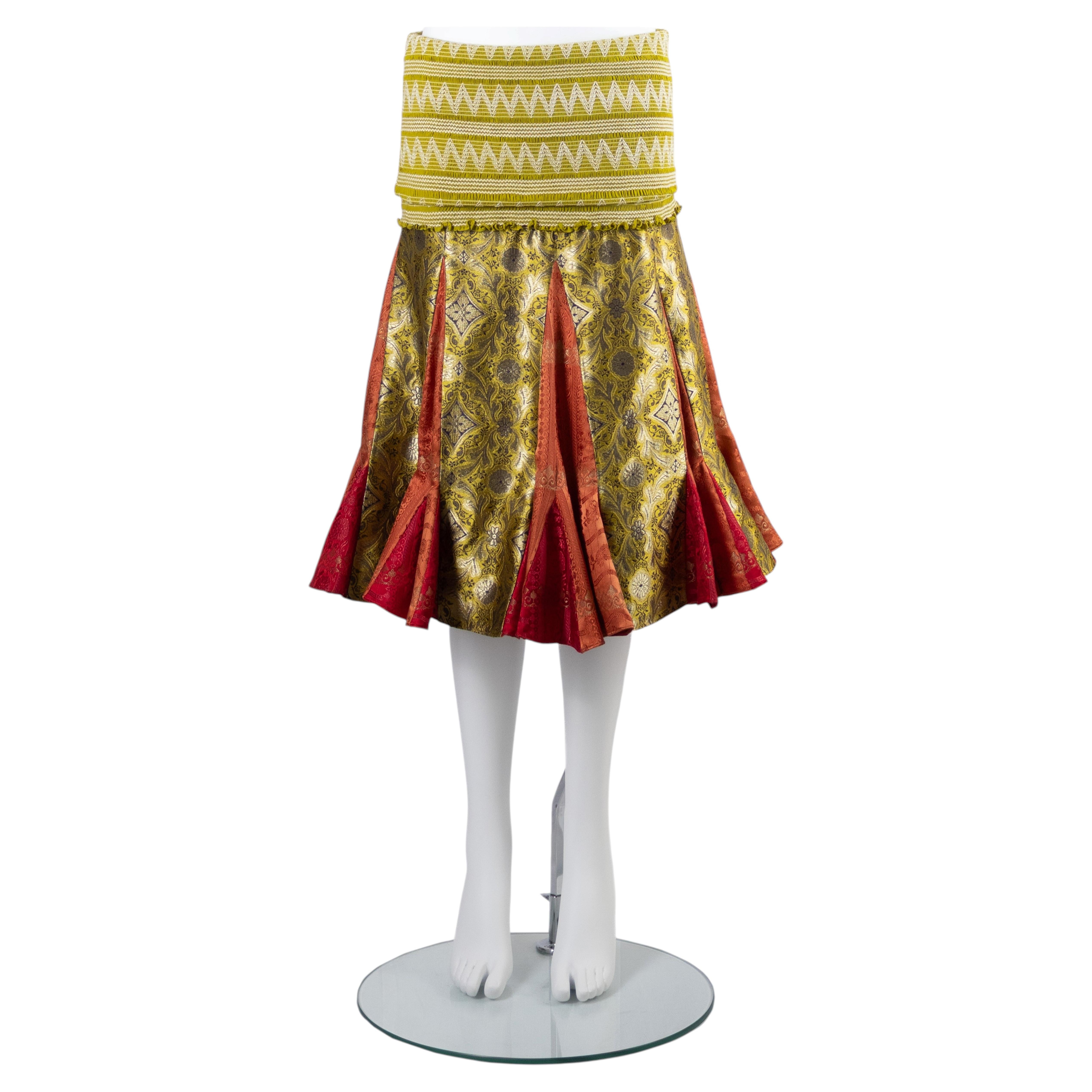 John Galliano for Christian Dior Vintage Smocked Godet Skirt A/W 2002