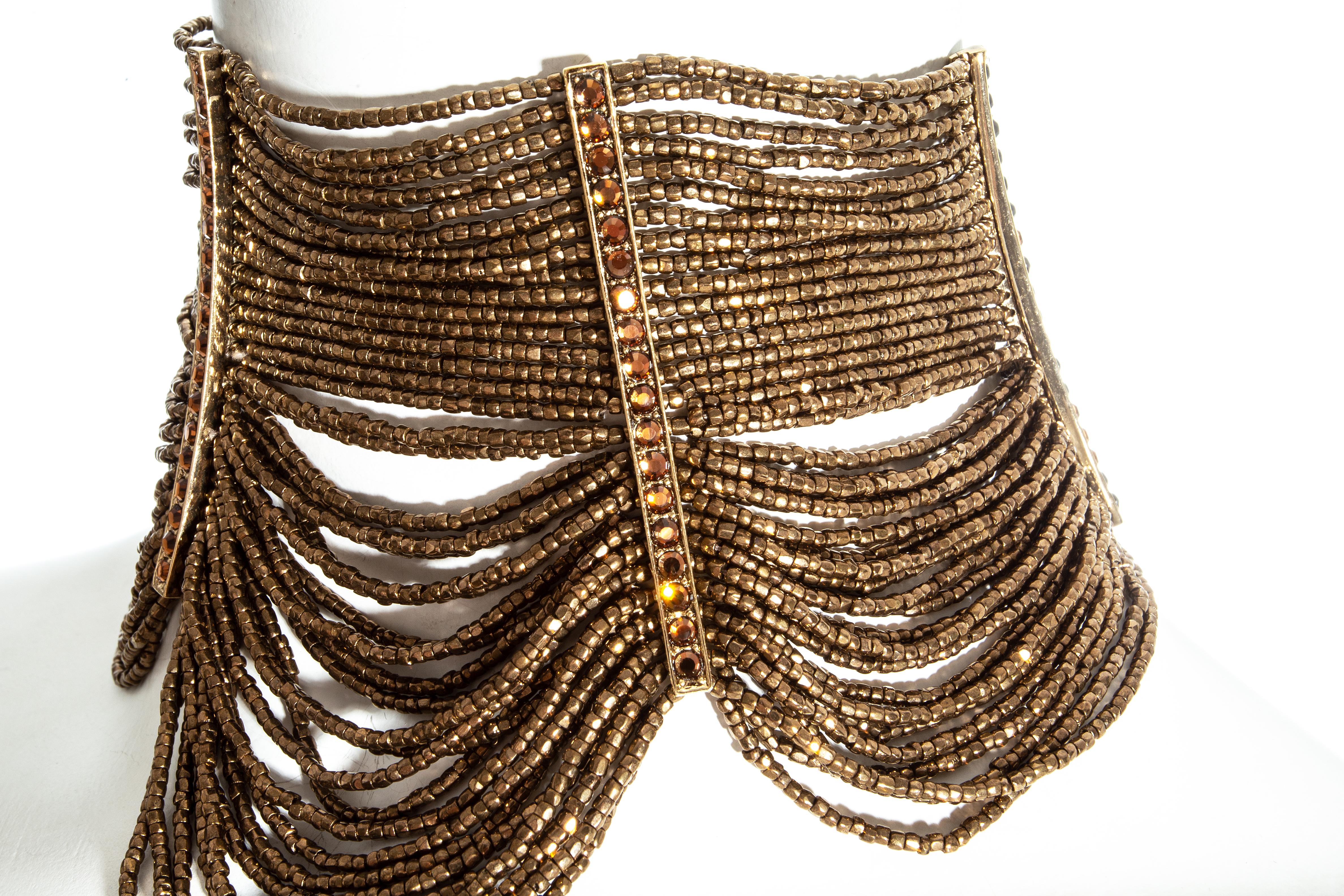 Christian Dior bronze beaded choker, bracelet and earrings set, ss 1999 1