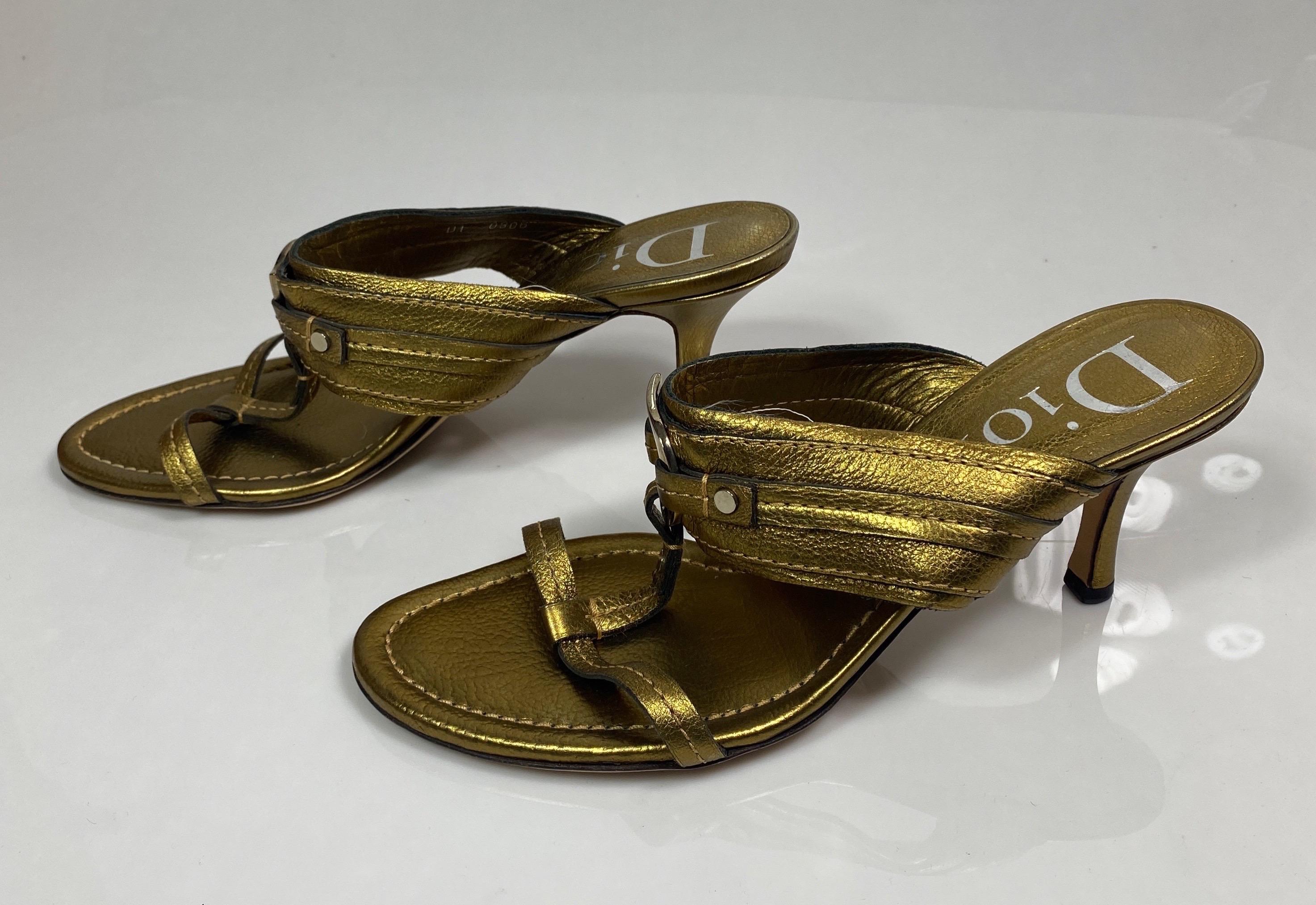 Christian Dior Bronze Leather Sandal -Size 38 1