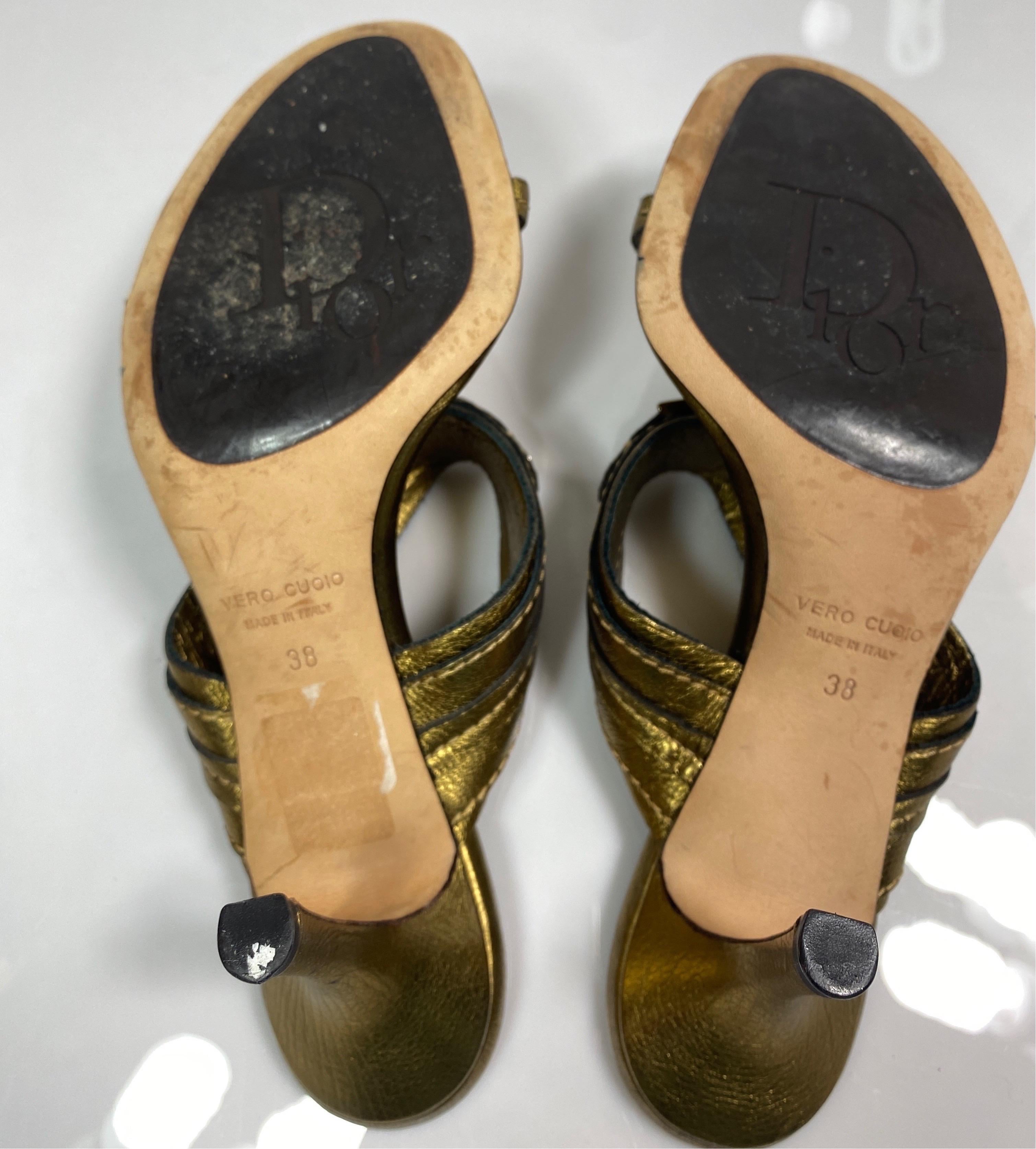 Christian Dior Bronze Leather Sandal -Size 38 3