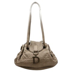 Vintage Christian Dior Bronze Quilted Cannage Leather Shoulder Hobo Bag 863132