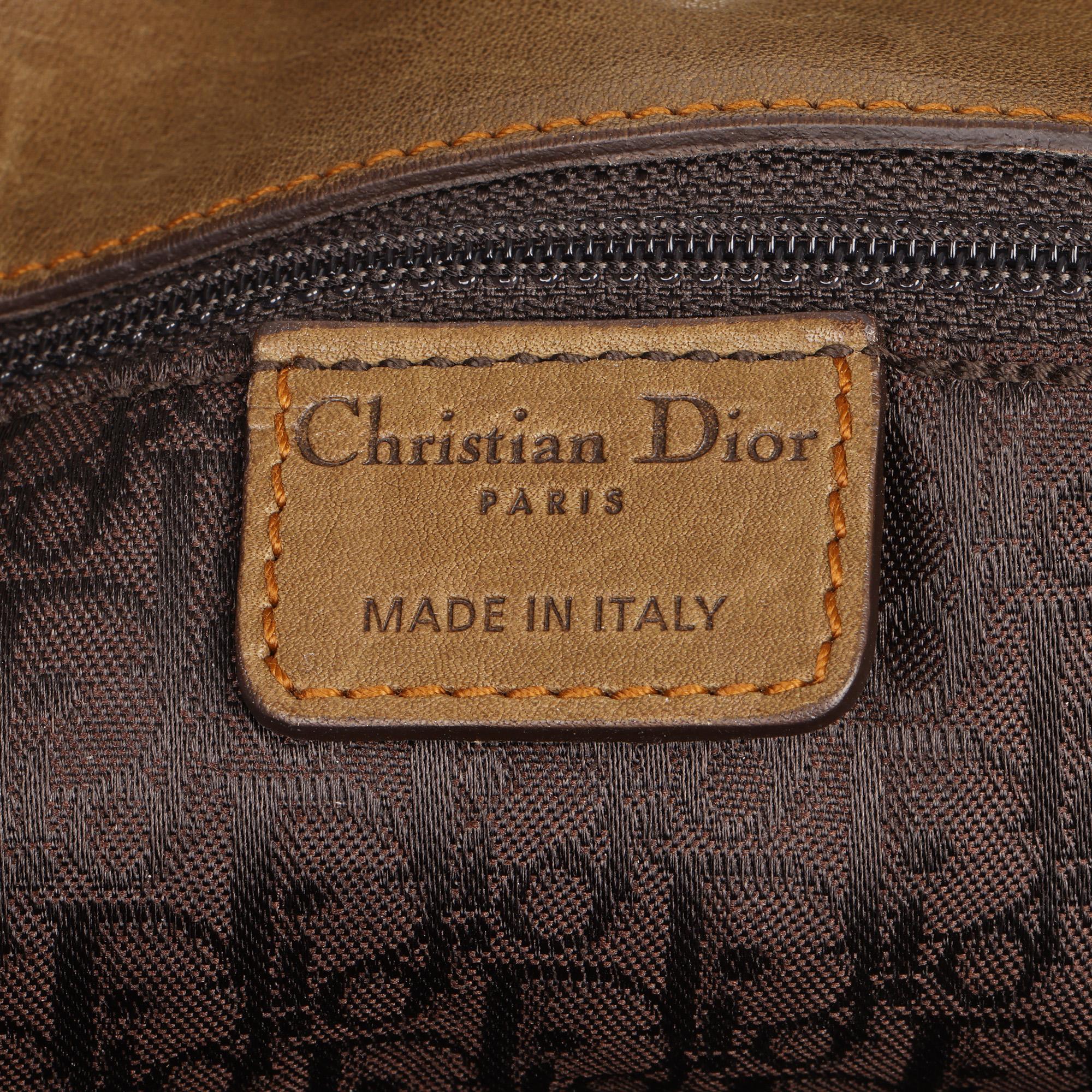 Christian Dior Brown Aged Calfskin Leather Gaucho Double Saddle Bag 1