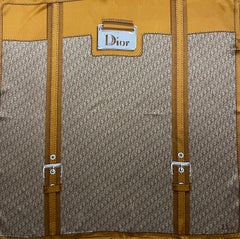 Christian Dior Brown and Monogram Silk Scarf