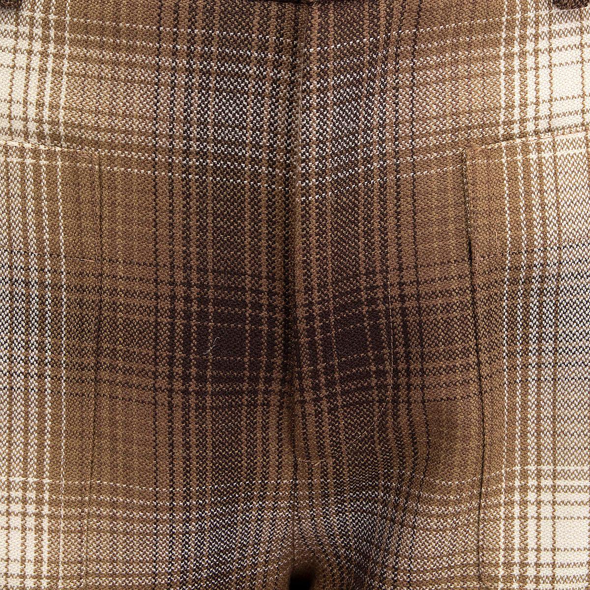 Women's CHRISTIAN DIOR brown beige wool 2020 PLAID CHECK WIDE LEG Pants 36 XS