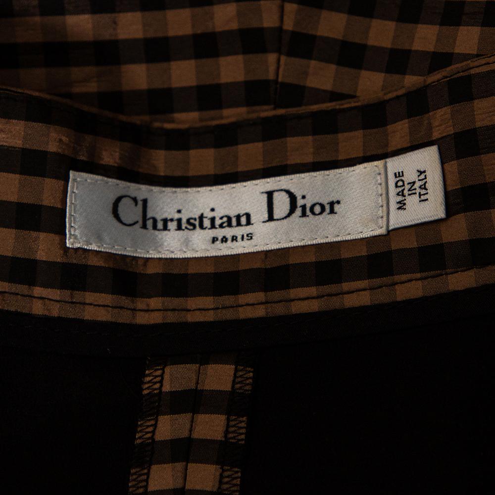 Christian Dior Brown & Black Checkered Silk Shorts S 1