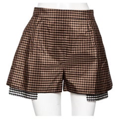 Christian Dior Brown & Black Checkered Silk Shorts S