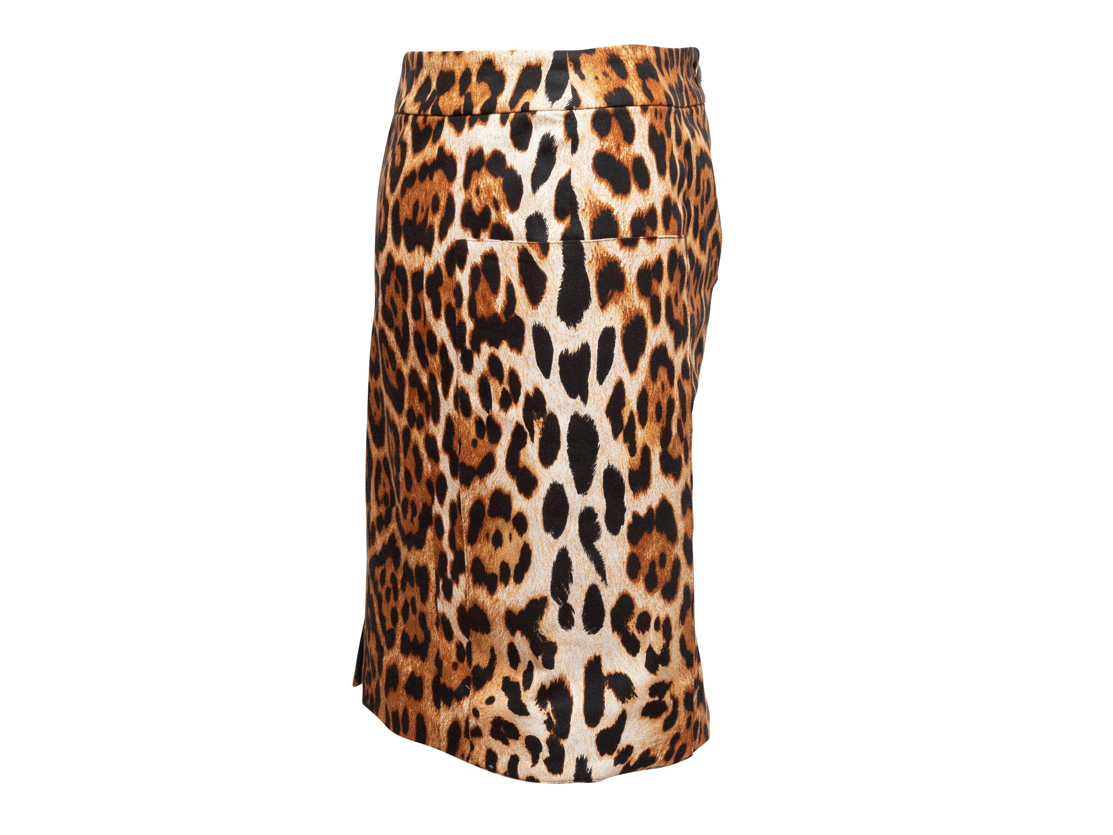 Women's Christian Dior Brown & Black Leopard Print Skirt