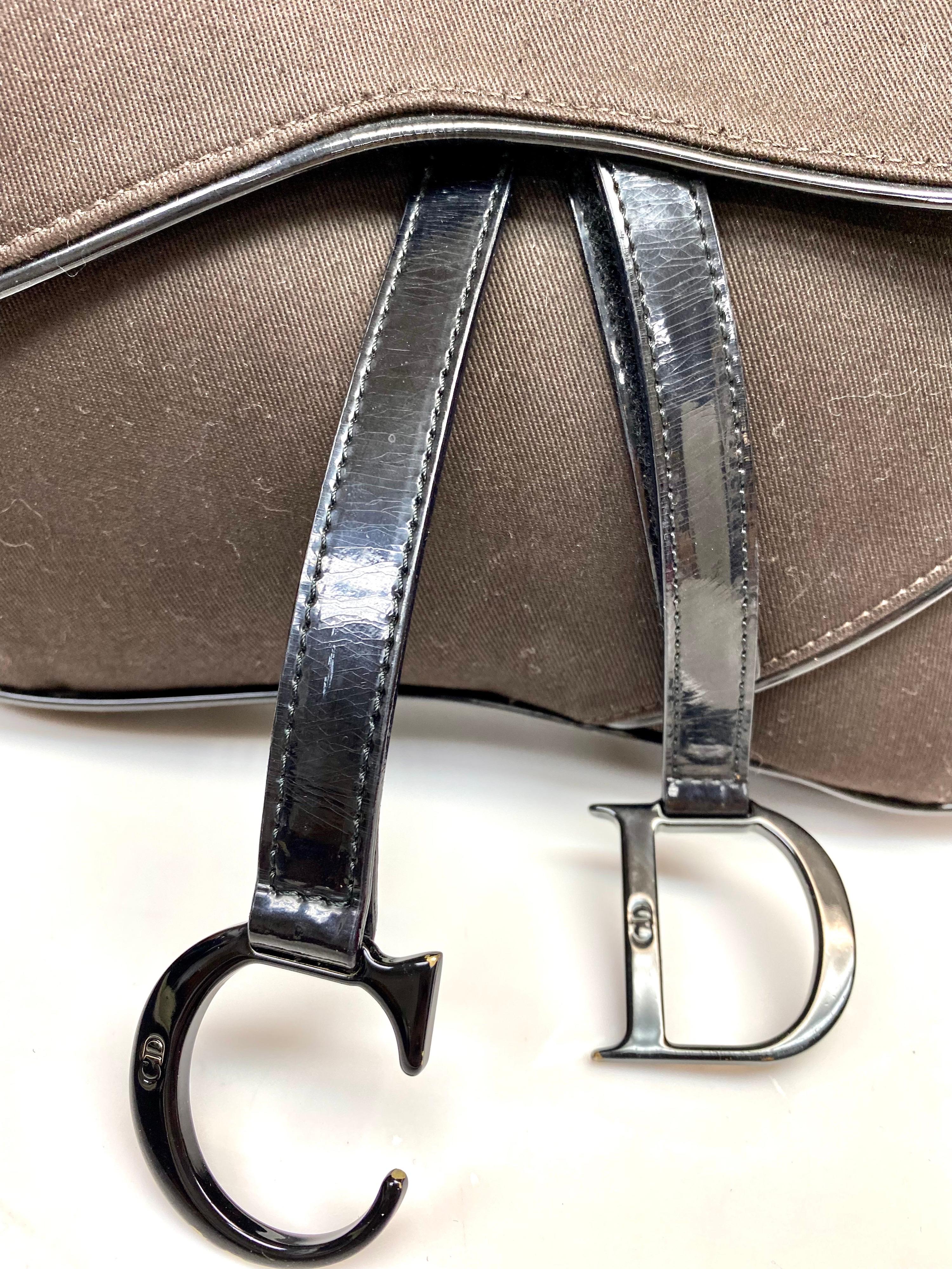 Christian Dior Brown/Black Patent Saddle bag 5