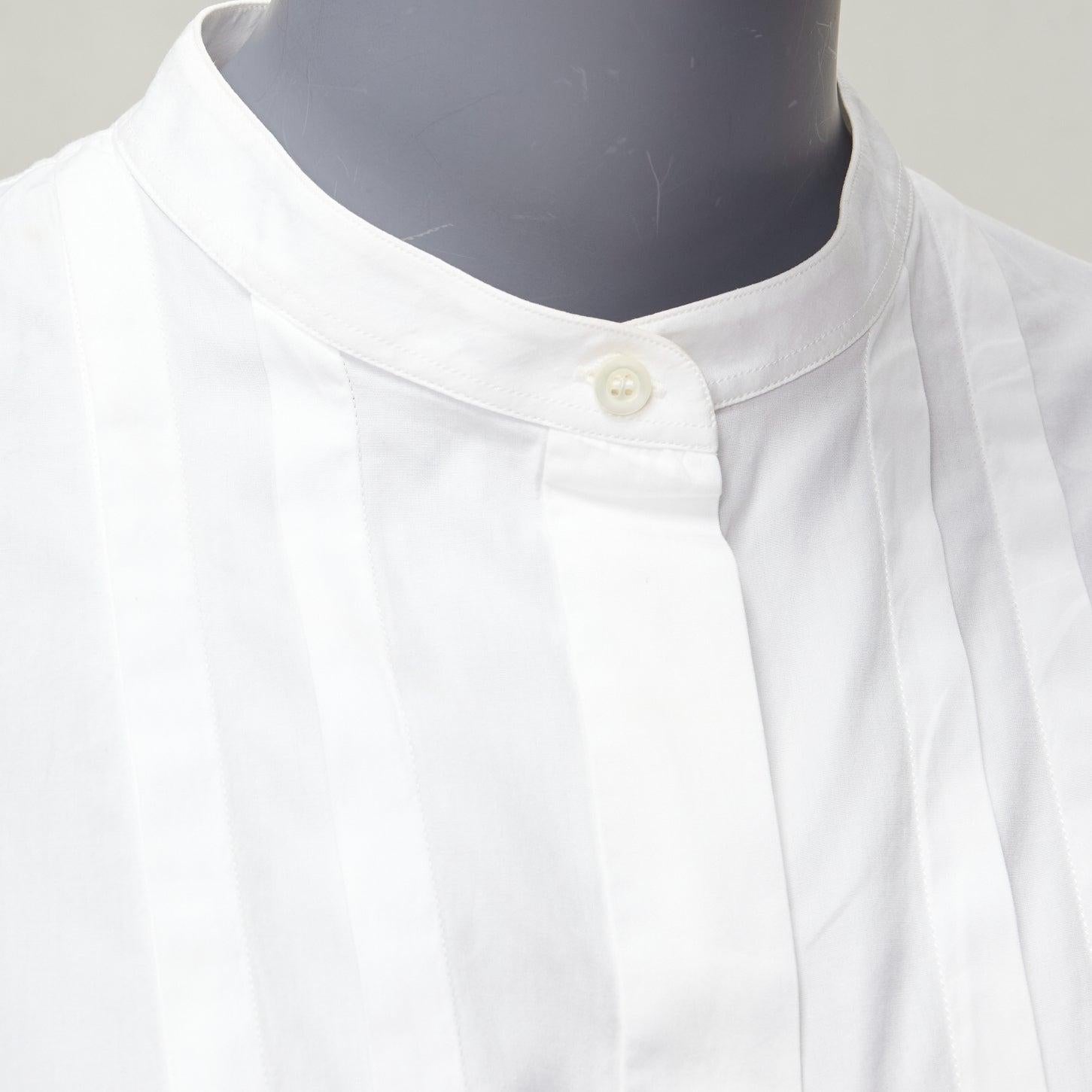 CHRISTIAN DIOR brown CD logo bee white cotton pleat shirt dress FR36 S 3