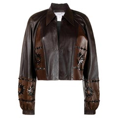 Vintage Christian Dior Brown Lamb Leather Cut Out Jacket