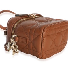 Christian Dior Brown Lambskin Cannage Micro Lady Dior Vanity Case