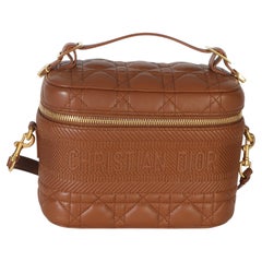 Christian Dior Brown Lambskin Cannage Small DiorTravel Vanity