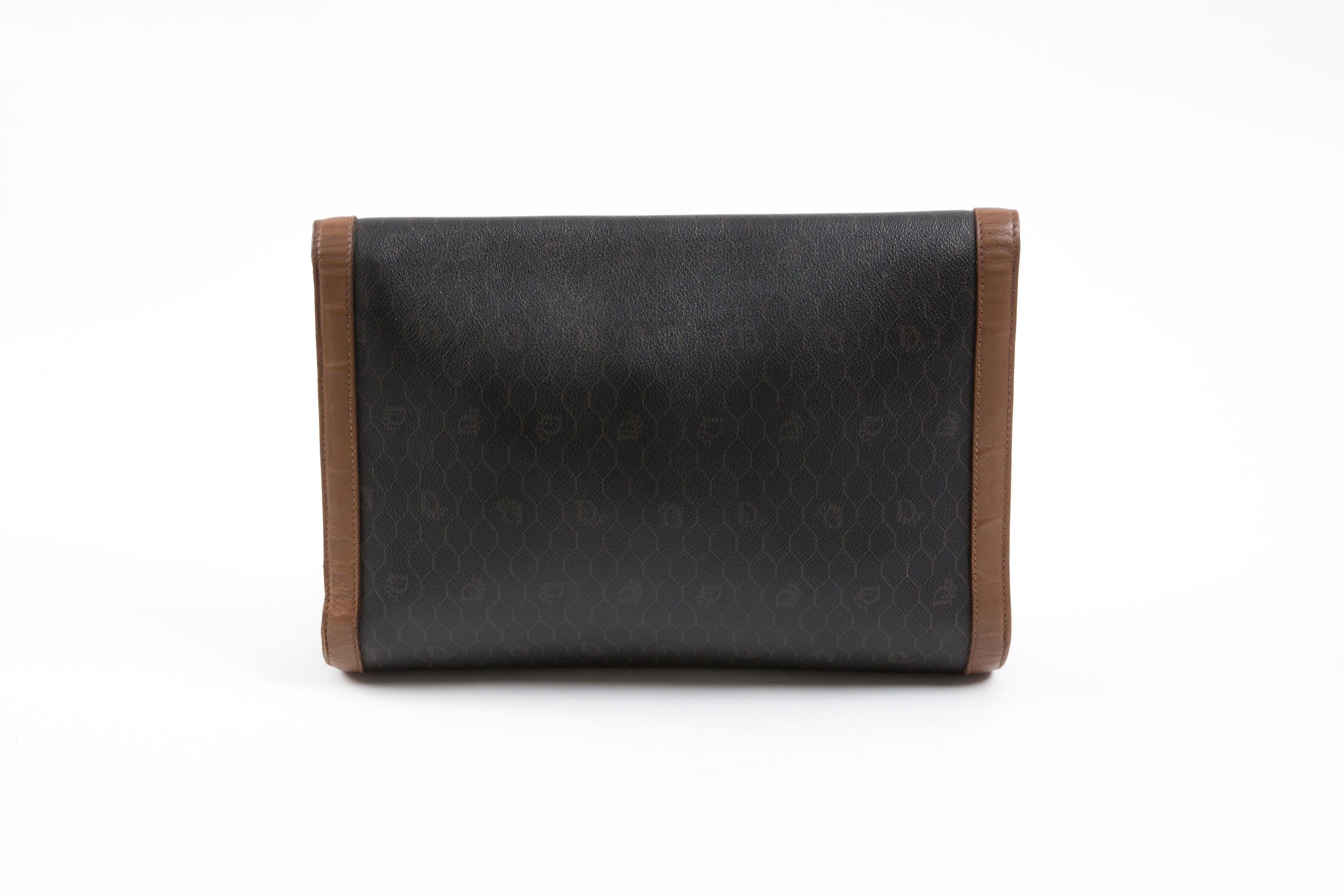 Black Christian Dior Brown Large Clutch For Sale