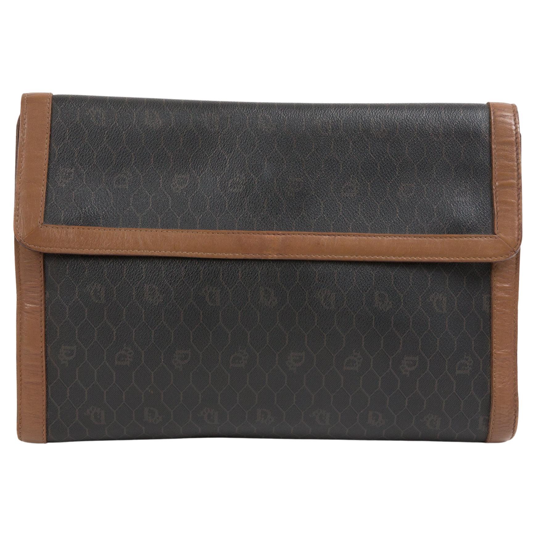 Christian Dior Brown Large Clutch For Sale