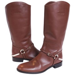 Christian Dior Brown Leather Boots Size 38.5