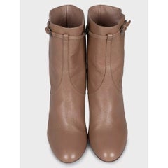 Christian Dior Brown Leather Chain Ankle Boots EU 38.5 Silver Hardware