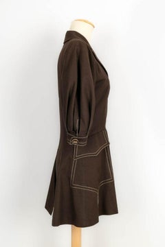 Christian Dior Brown Leather Short Coat, Size 34FR