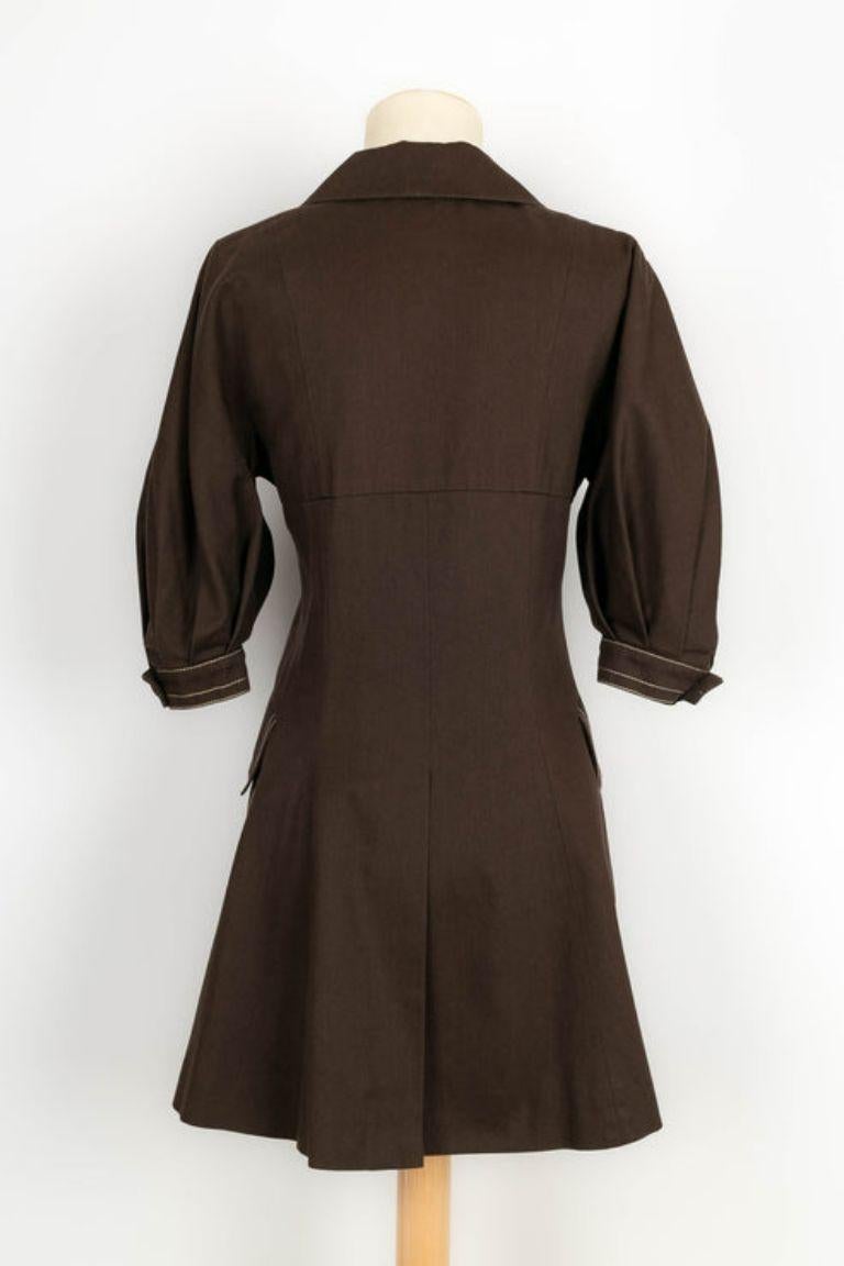 Black Christian Dior Brown Leather Short Coat, Size 34FR For Sale