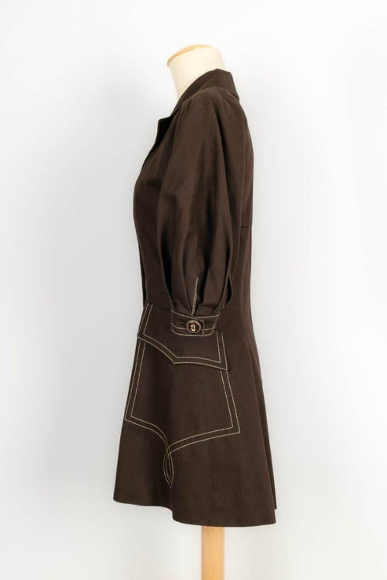 Women's Christian Dior Brown Leather Short Coat, Size 34FR For Sale