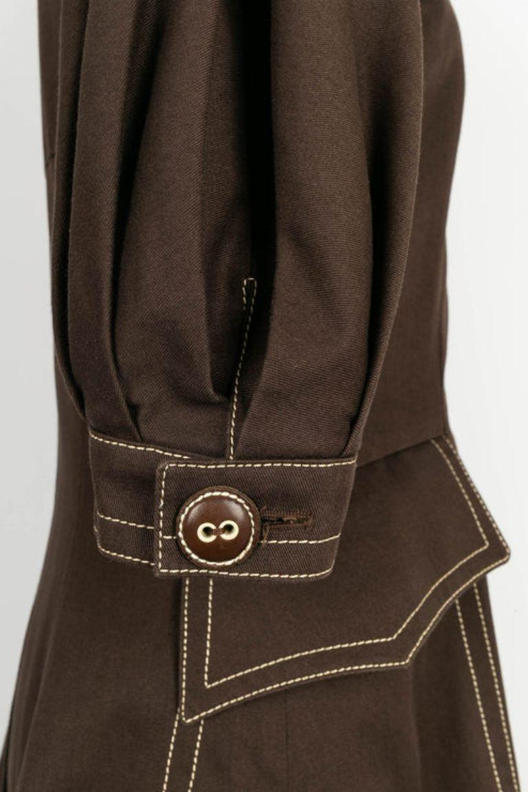 Christian Dior Brown Leather Short Coat, Size 34FR For Sale 1