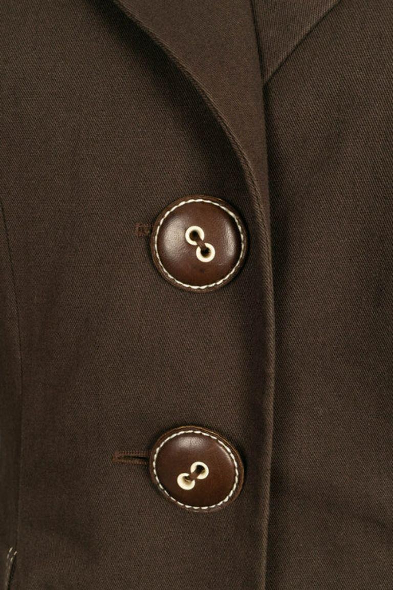 Christian Dior Brown Leather Short Coat, Size 34FR For Sale 2