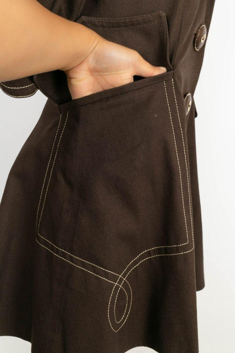 Christian Dior Brown Leather Short Coat, Size 34FR For Sale 4