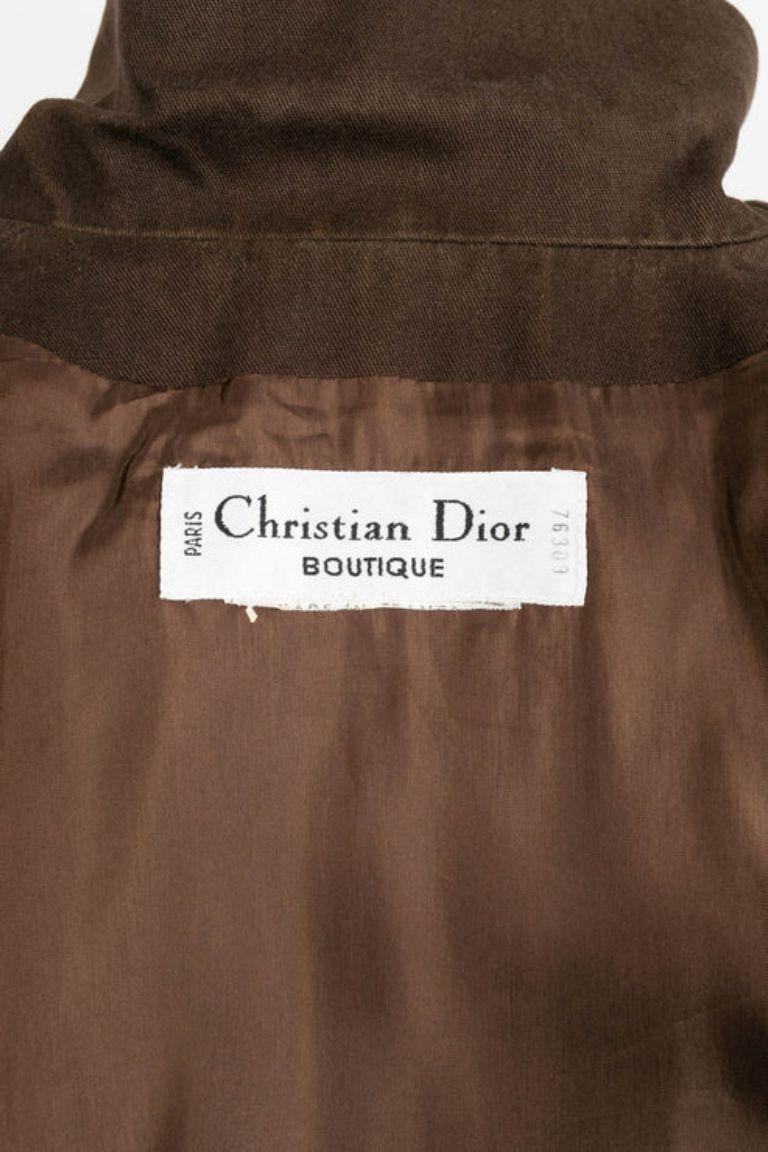 Christian Dior Brown Leather Short Coat, Size 34FR For Sale 5