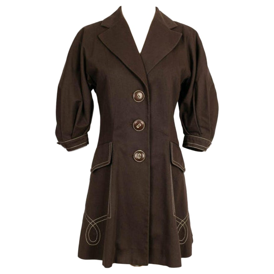Manteau court en cuir Brown de Christian Dior, taille 34FR