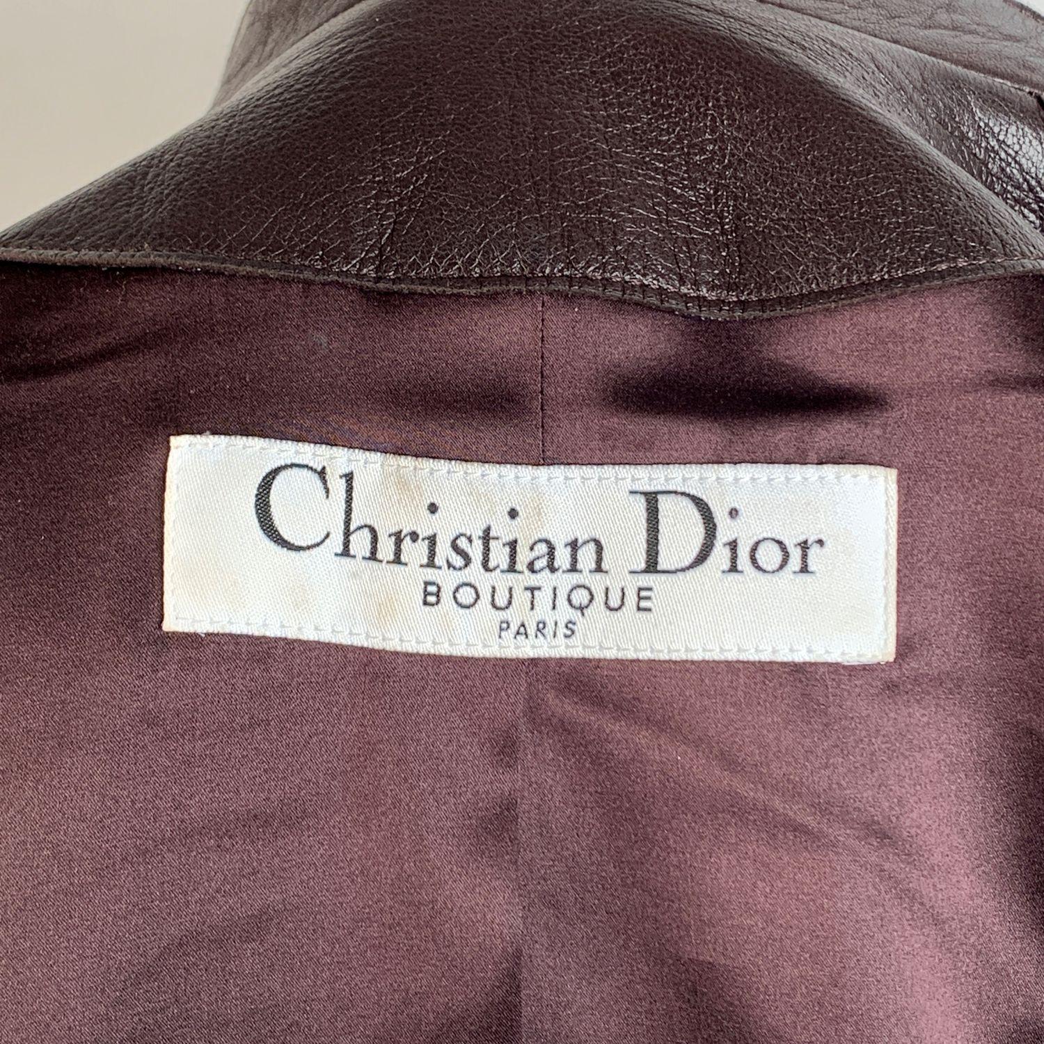Christian Dior Brown Leather Women Biker Jacket Size 36 In Excellent Condition In Rome, Rome