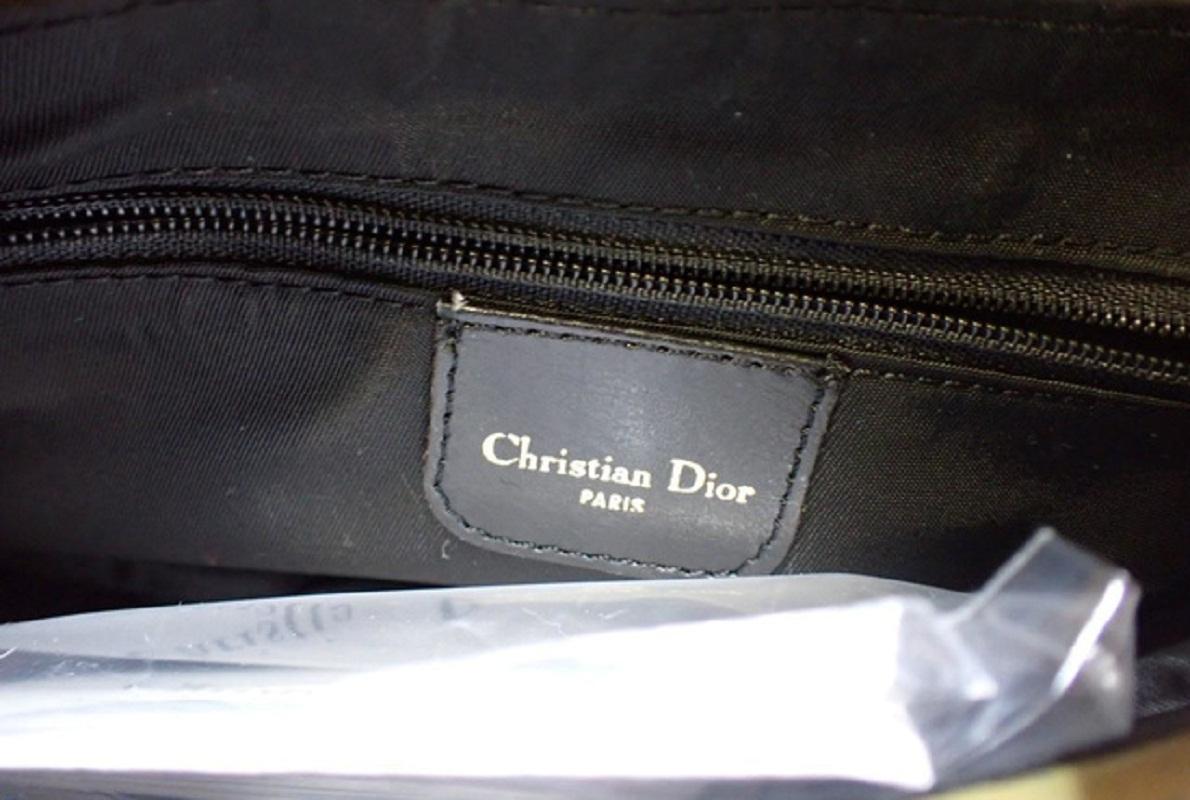Marrone Christian Dior - Borsa a tracolla in pelle e tela con stampa leopardo marrone in vendita