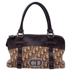 Used Christian Dior Brown Logo Oblique Canvas Satchel Shoulder Bag