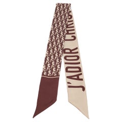 Christian Dior Brown Logo Print Silk Mitzah Scarf