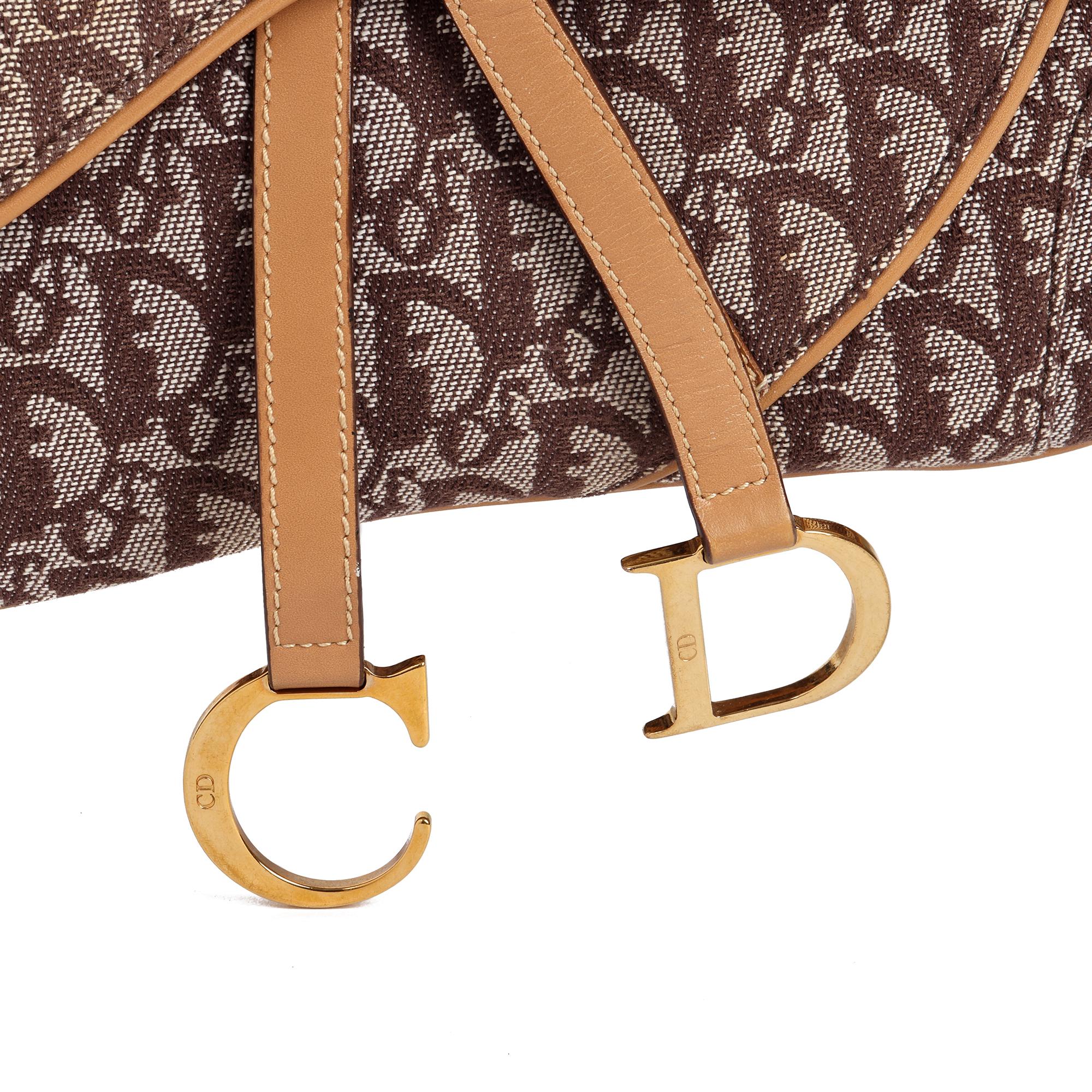 CHRISTIAN DIOR Brown Monogram Canvas & Calfskin Leather Double Saddle Bag 1