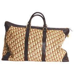 Christian Dior brown monogram canvas & leather vintage 1970s 48h carry-on bag