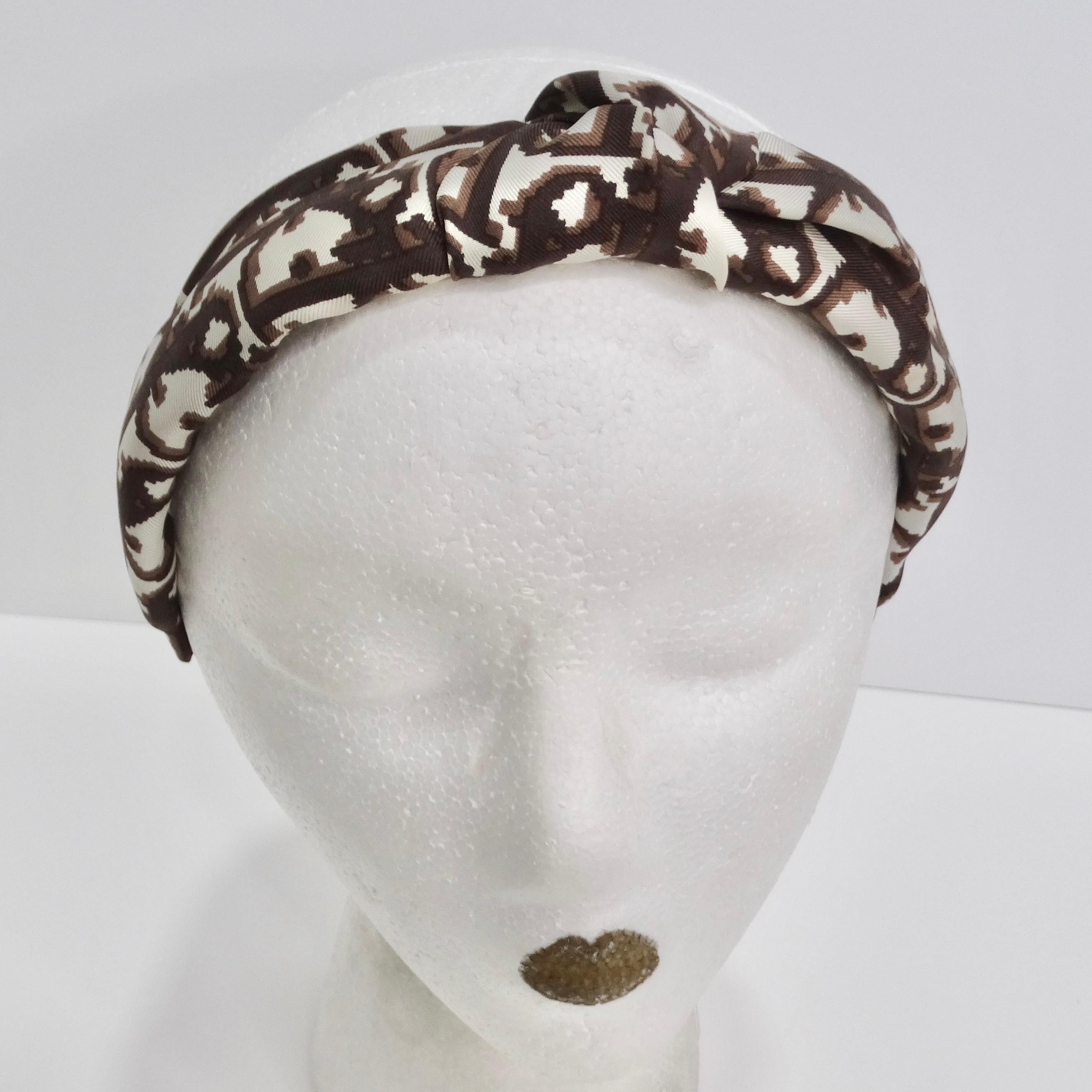 Christian Dior Brown Monogram Knot Headband 1