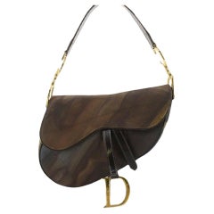 Vintage Christian Dior Brown Nylon Saddle Shoulder Bag