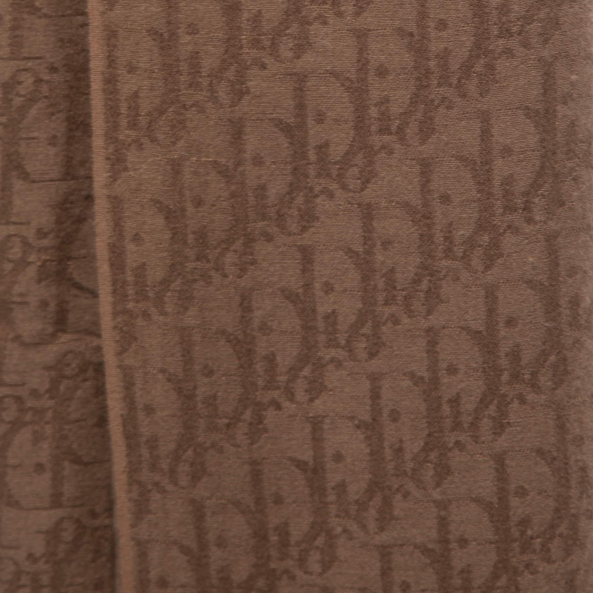 Women's Christian Dior Brown Oblique Pattern Cashmere & Silk Shawl