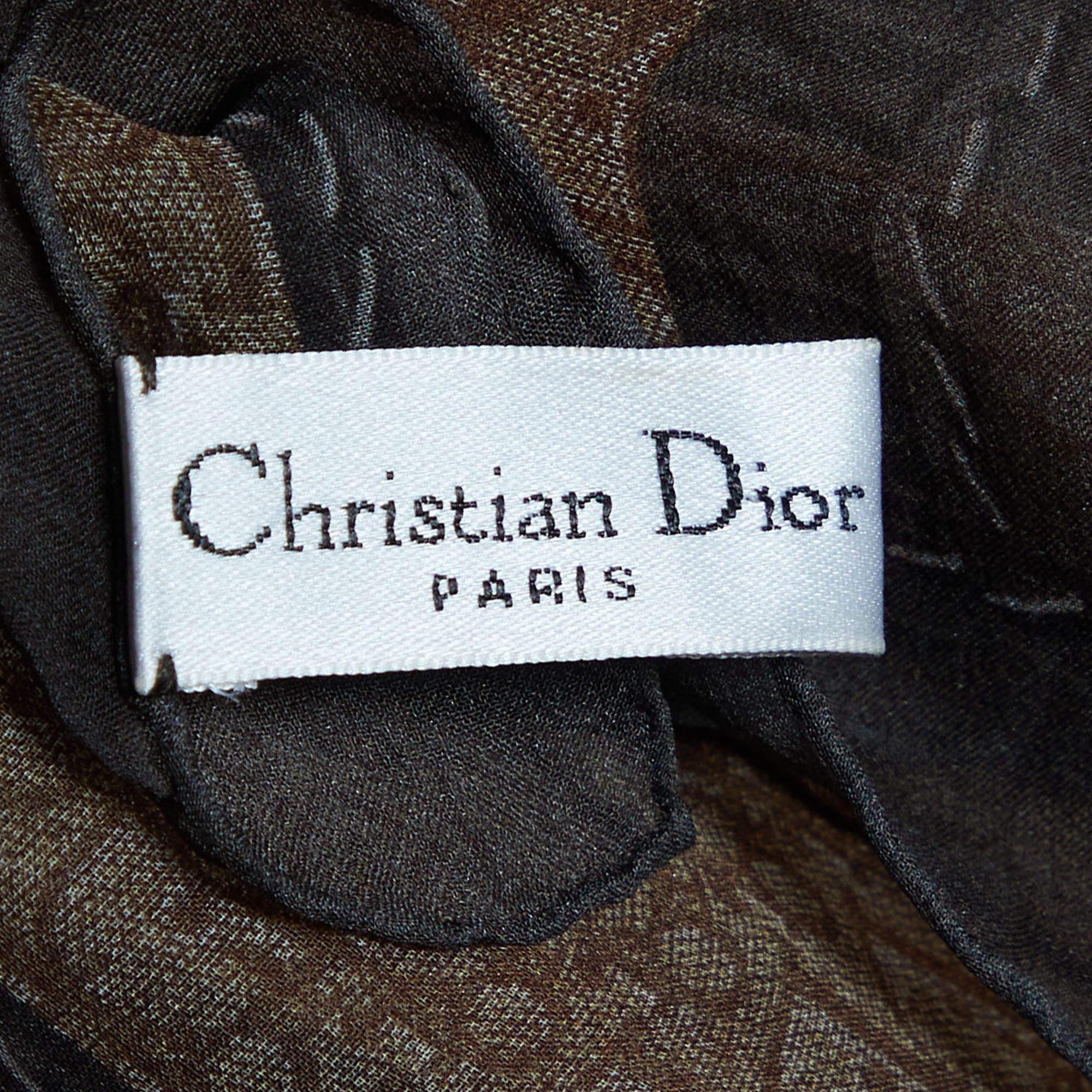 Women's Christian Dior Brown oblique Printed Silk Stole