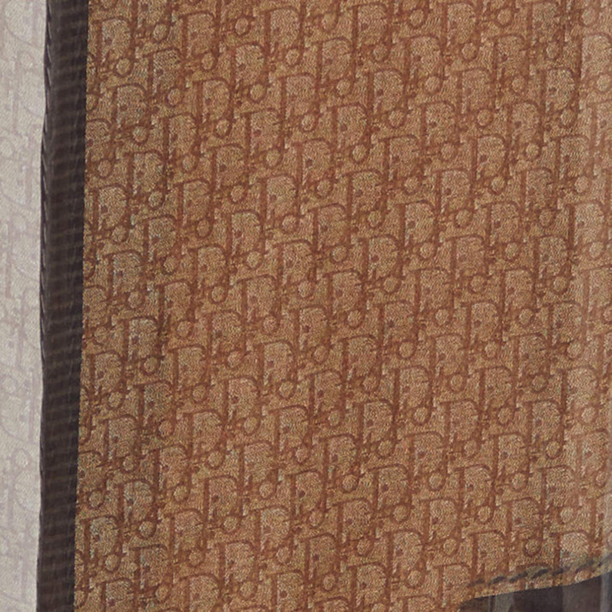 Christian Dior Brown oblique Printed Silk Stole 1