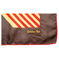 Christian Dior Brown Silk Plaid Print Scarf circa 1970s