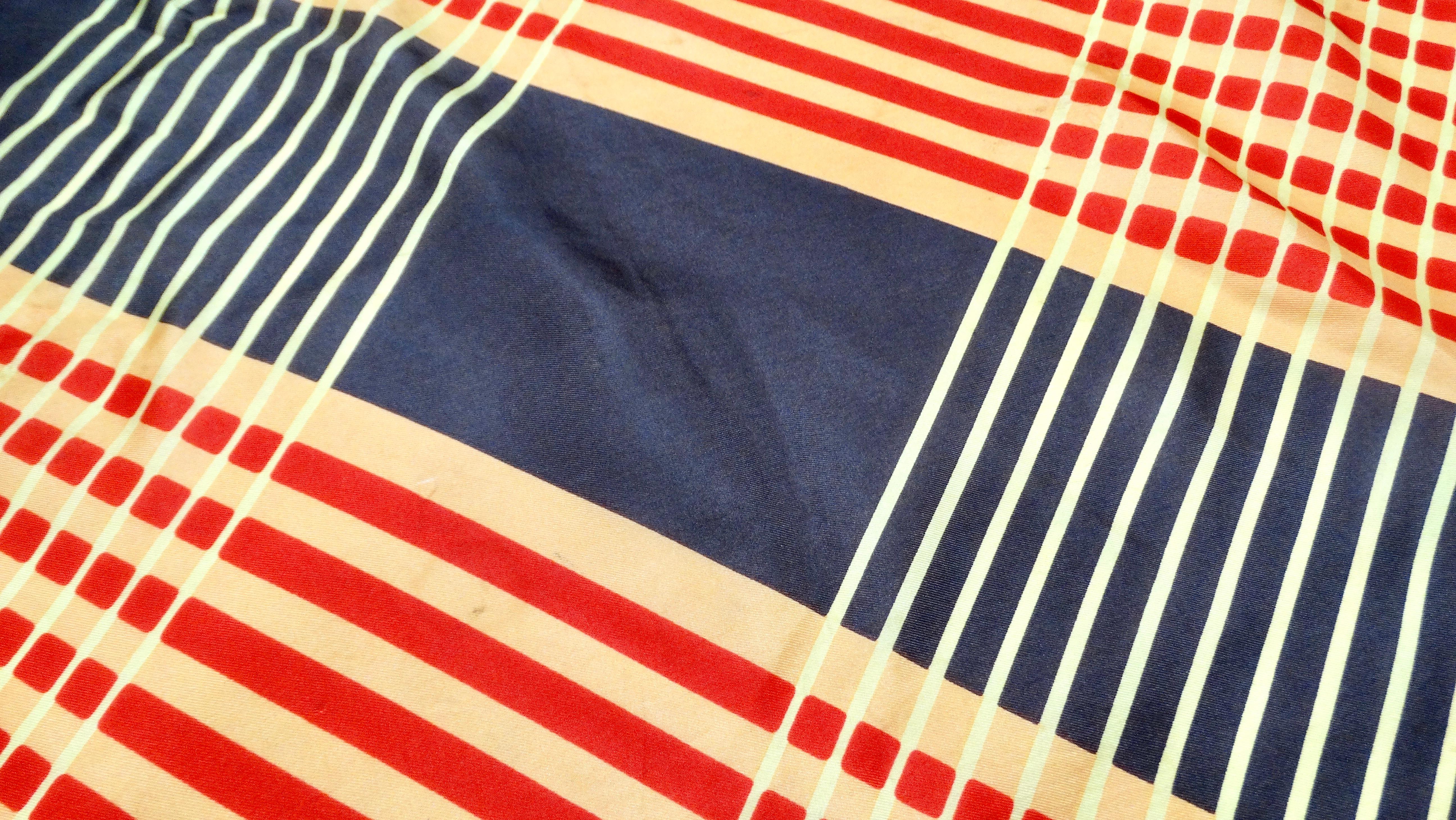 Christian Dior Brown Silk Plaid Print Scarf circa 1970s In Good Condition For Sale In Scottsdale, AZ