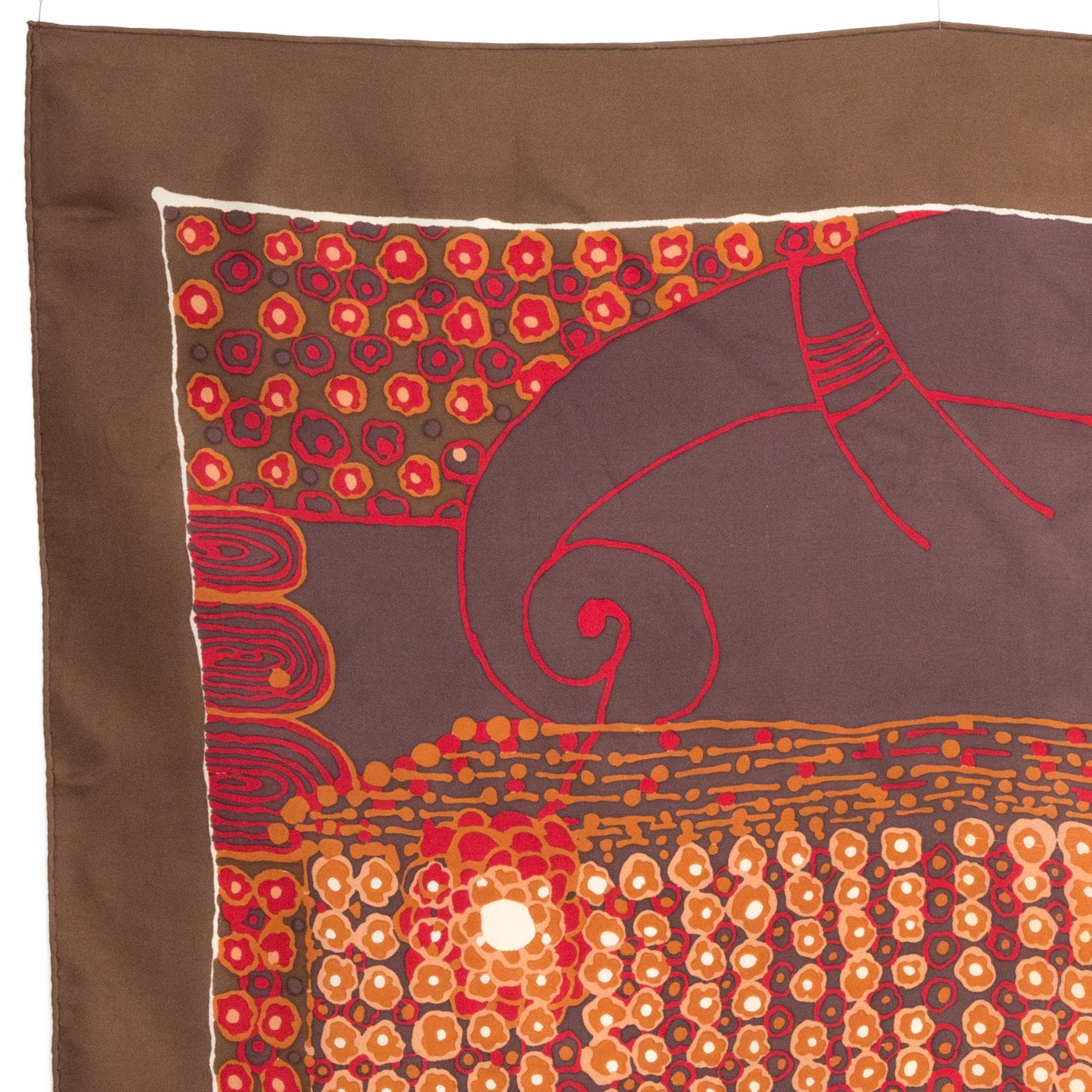 Christian Dior Brown Silk Scarf In Good Condition For Sale In Paris, FR