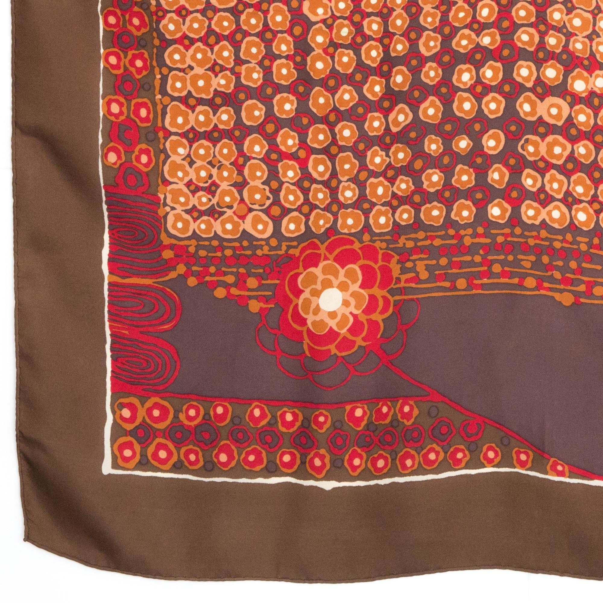 Christian Dior Brown Silk Scarf For Sale 1