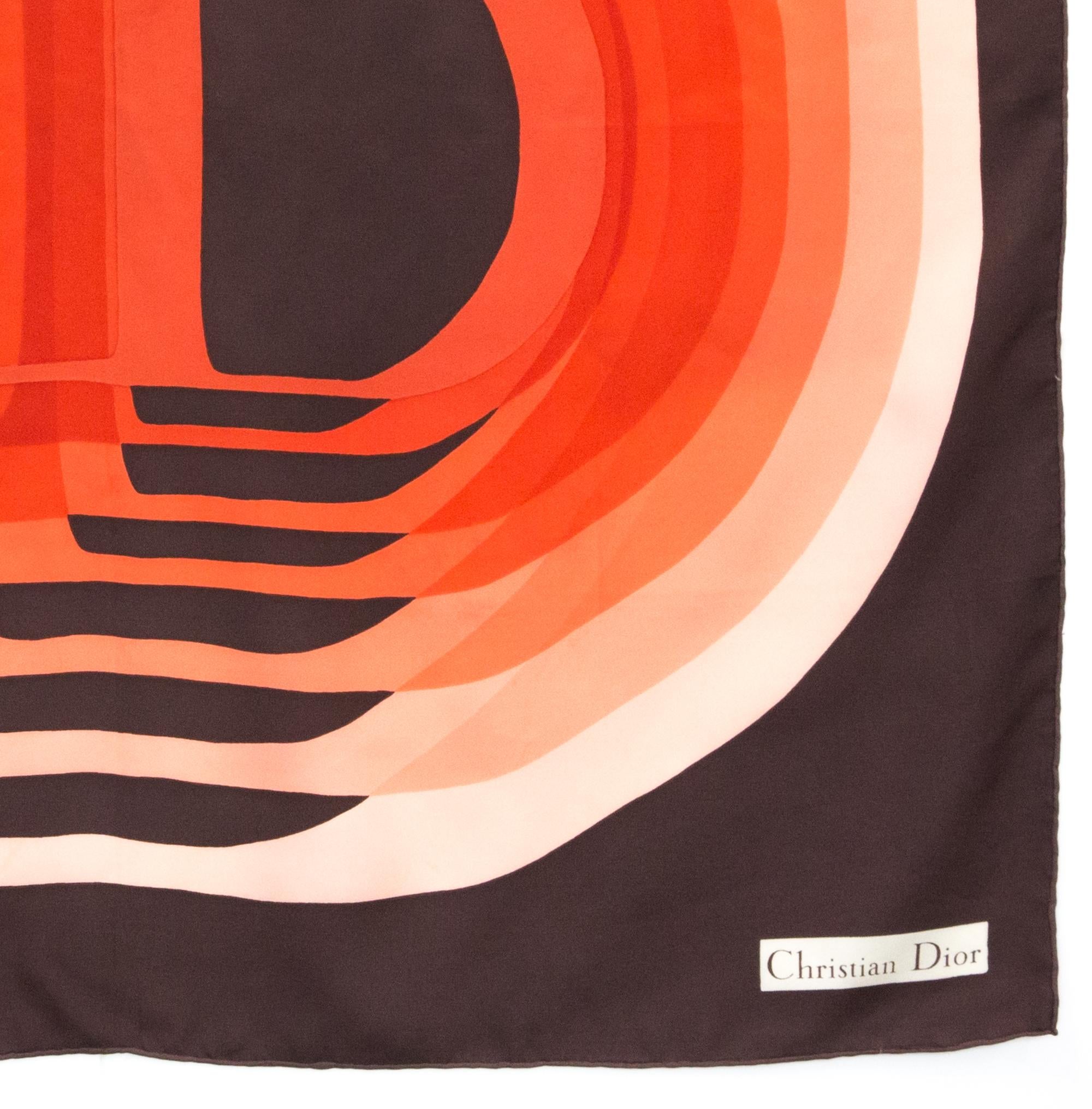 Christian Dior Brown Silk Scarf For Sale 2