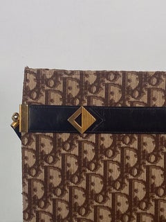 Christian Dior Brown Trotter Shoulder Bag with Rare Initial Applique Vintage