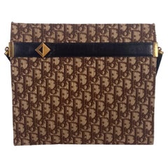 Christian Dior Brown Trotter Shoulder Bag with Rare Initial Applique Vintage 