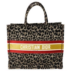Christian Dior Brauner Samt Mizza Leopard Große Buch-Tasche