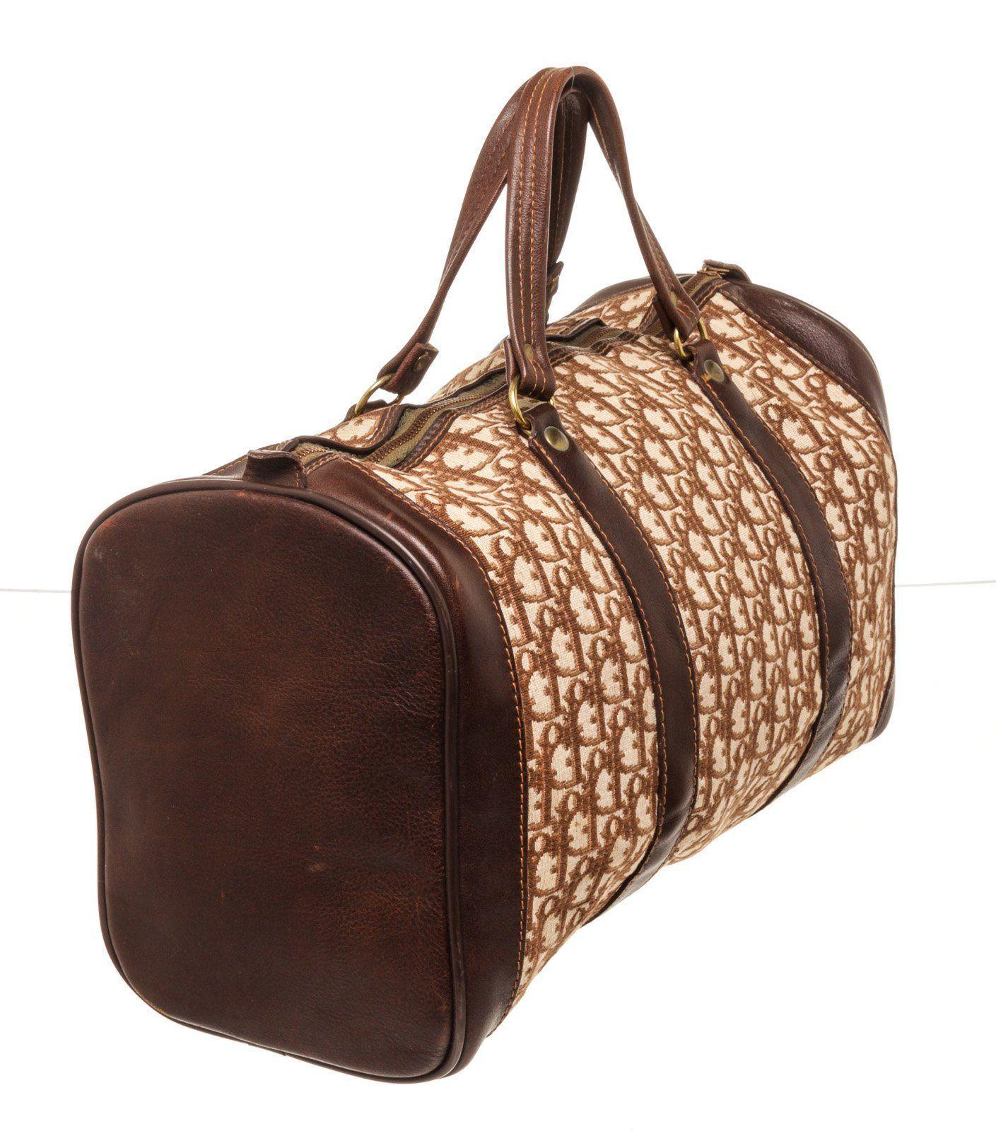 Christian Dior Braun Vintage Canvas Seesack im Zustand „Gut“ in Irvine, CA