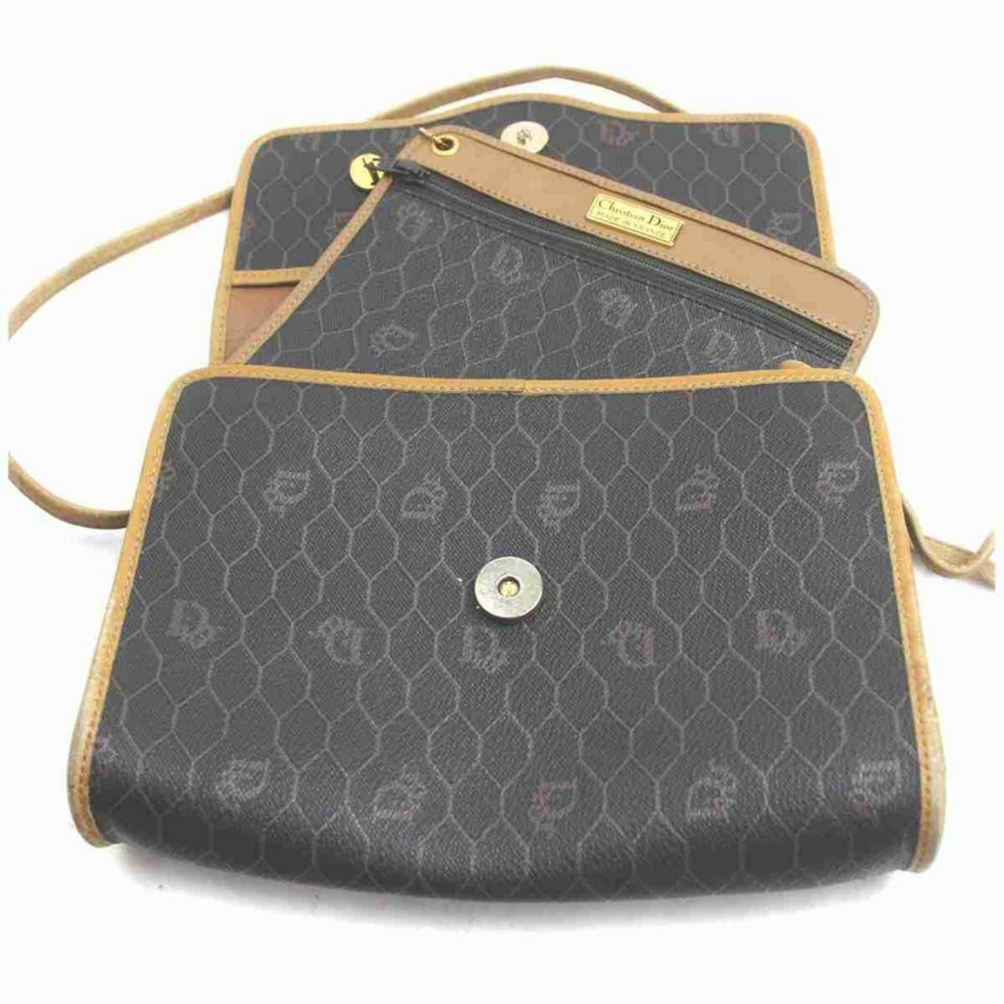 Christian Dior Brown x Black Monogram Trotter Honeycomb Crossbody Bag 855242 5