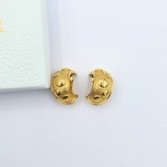 Christian Dior Brushed Gold Dome Clip-On Earrings 1980s